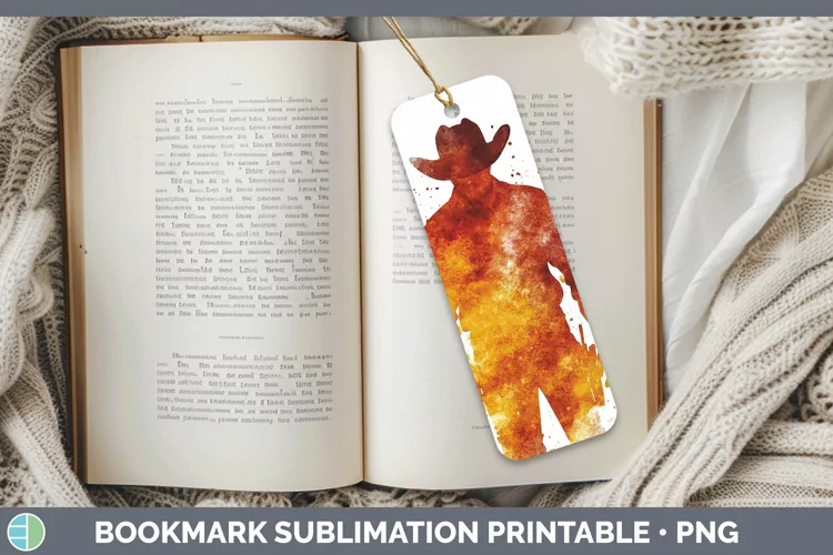 Watercolor Splash Cowboy Bookmark Sublimation Printable Desi