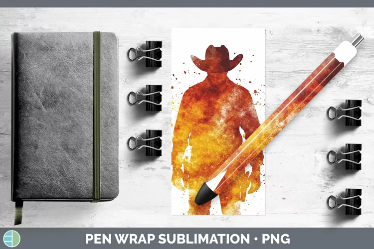 Watercolor Splash Cowboy Pen Wrap Sublimation Pen Designs