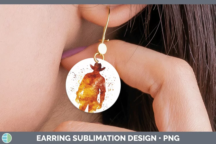 Watercolor Splash Cowboy Round Earrings Sublimation Earrings