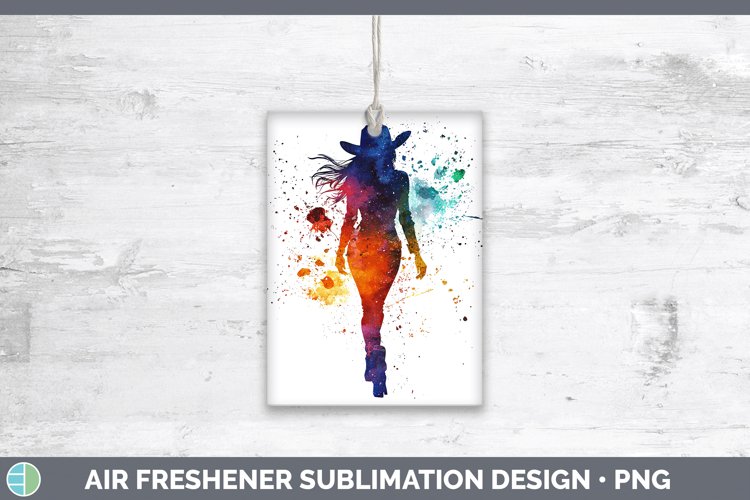 Watercolor Splash Cowgirl Air Freshener Sublimation Car Fres