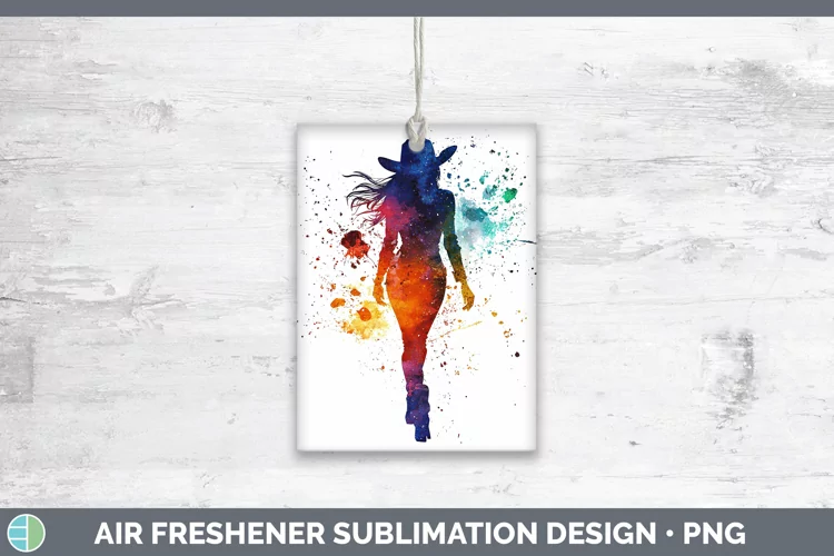 Watercolor Splash Cowgirl Air Freshener Sublimation Car Fres