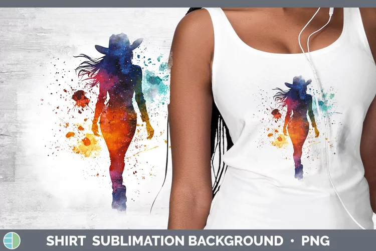 Watercolor Splash Cowgirl Shirt Sublimation Sublimation Back