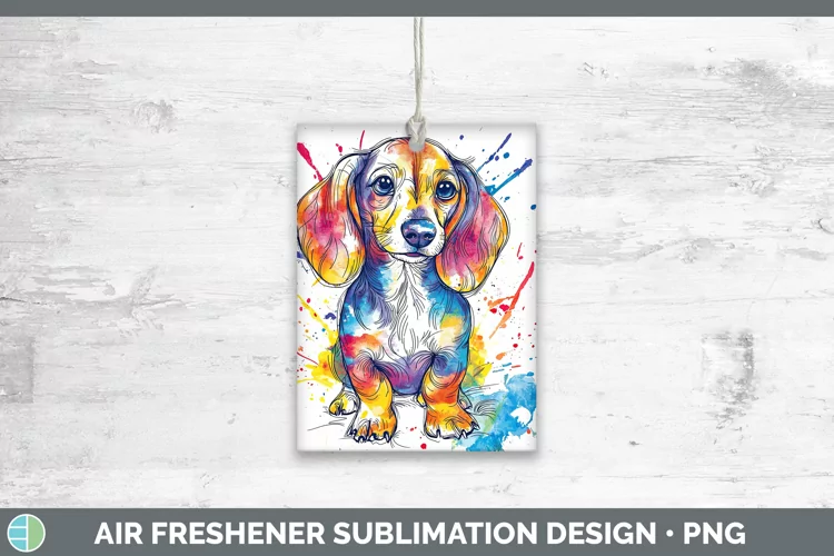 Watercolor Splash Dachshund Air Freshener Sublimation Car Fr