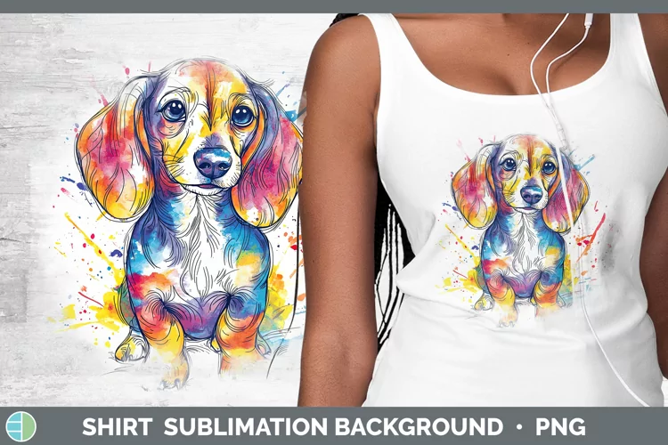 Watercolor Splash Dachshund Shirt Sublimation Sublimation Ba