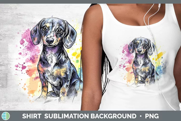 Watercolor Splash Dachshund Shirt Sublimation Sublimation Ba
