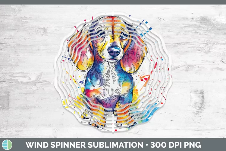 Watercolor Splash Dachshund Wind Spinner Sublimation Spinner