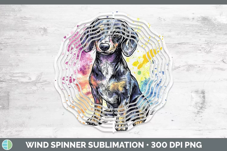 Watercolor Splash Dachshund Wind Spinner Sublimation Spinner