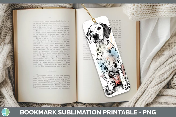 Watercolor Splash Dalmatian Bookmark Sublimation Printable D