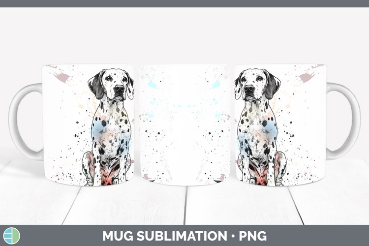 Watercolor Splash Dalmatian Mug Wrap Sublimation Coffee Cup