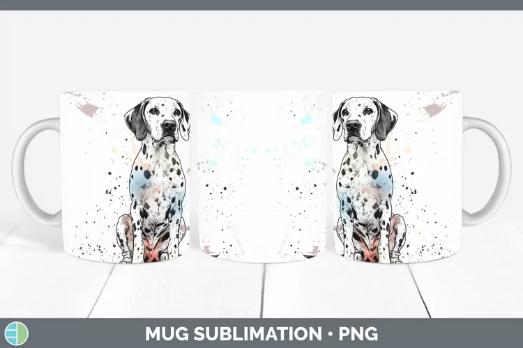 Watercolor Splash Dalmatian Mug Wrap Sublimation Coffee Cup