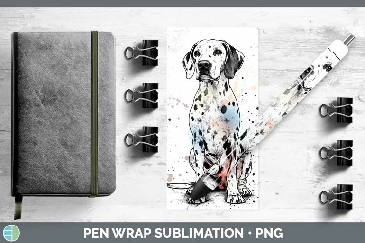 Watercolor Splash Dalmatian Pen Wrap Sublimation Pen Designs