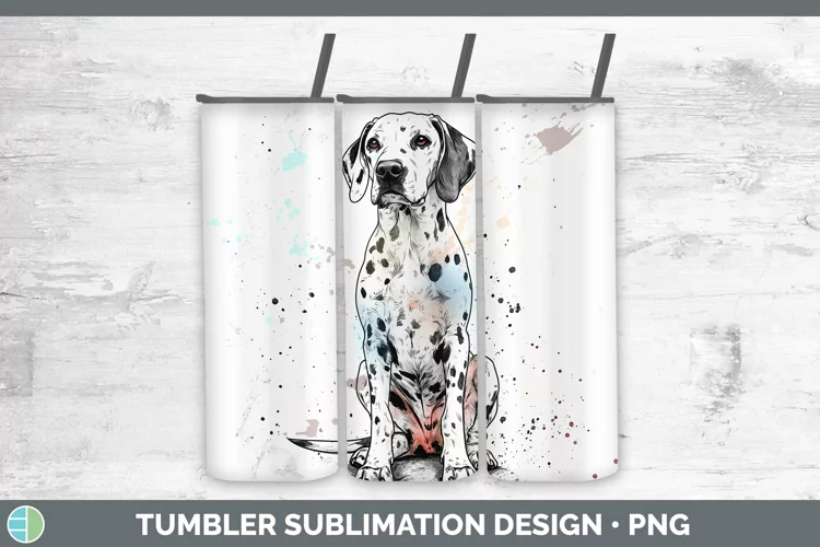 Watercolor Splash Dalmatian Tumbler Sublimation 20 oz Skinny