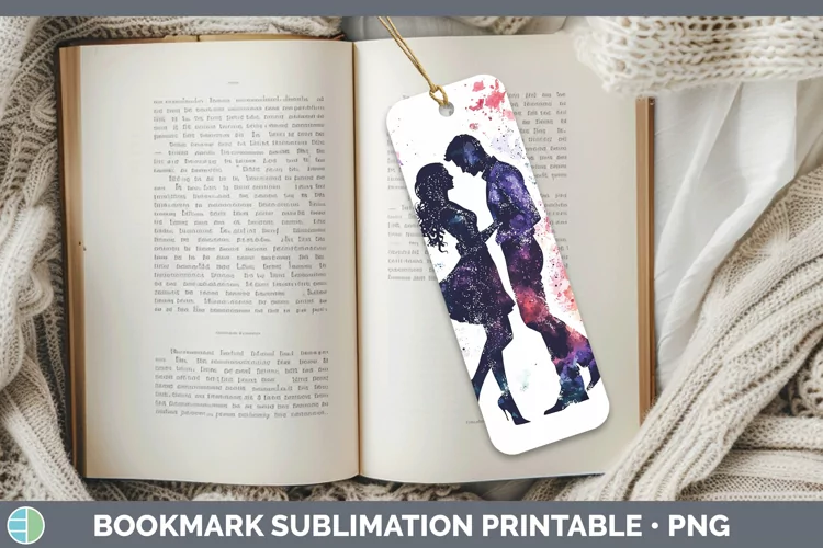 Watercolor Splash Dancing Couple Bookmark Sublimation Printa