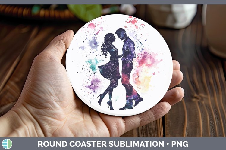 GorgeousWatercolor Splash Round Coaster design.