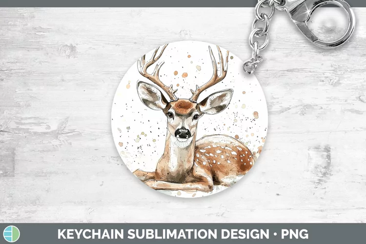 Watercolor Splash Deer Keychain Sublimation Keyring Designs