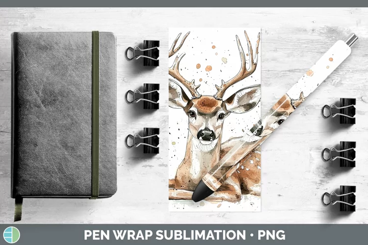 Watercolor Splash Deer Pen Wrap Sublimation Pen Designs
