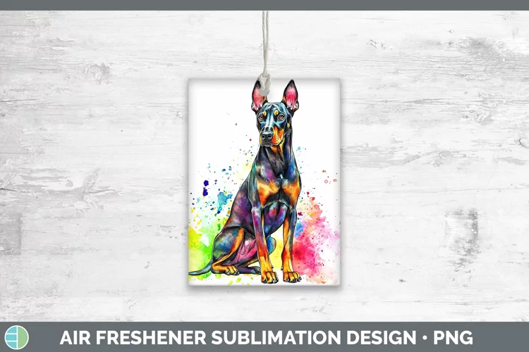 Watercolor Splash Doberman Pinscher Air Freshener Sublimatio