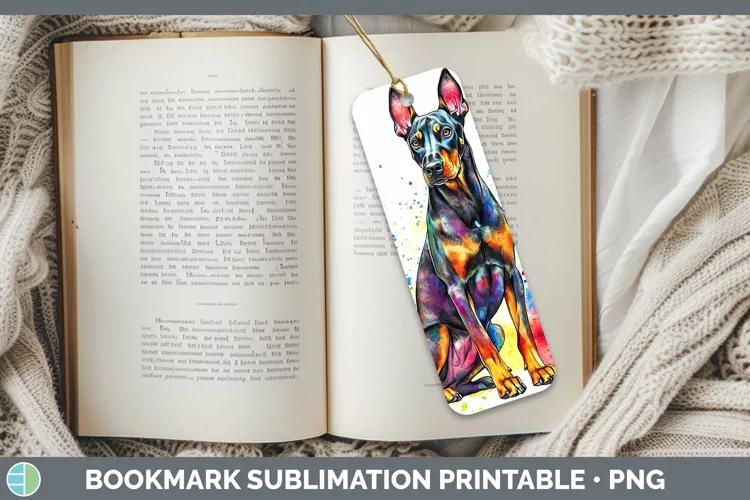 Watercolor Splash Doberman Pinscher Bookmark Sublimation Pri
