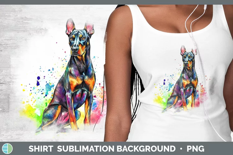 Watercolor Splash Doberman Pinscher Shirt Sublimation Sublim