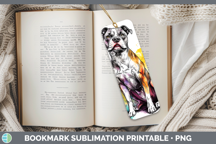 Watercolor Splash Dogs 03 American Staffordshire Bookmark Su