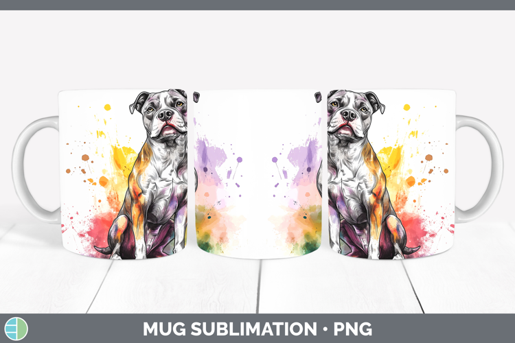 Watercolor Splash Dogs 03 American Staffordshire Mug Wrap Su