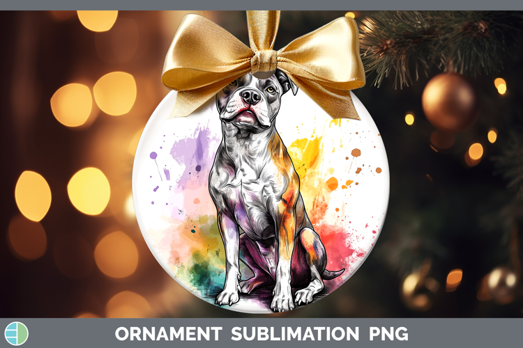Watercolor Splash Dogs 03 American Staffordshire Ornament Su