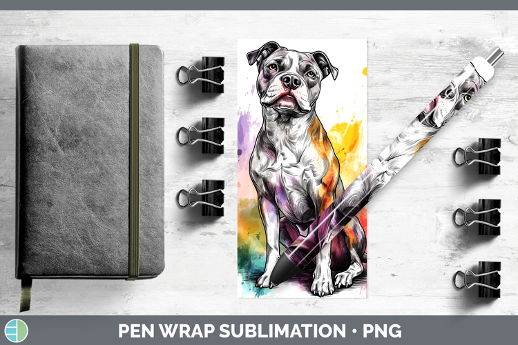 Watercolor Splash Dogs 03 American Staffordshire Pen Wrap Su