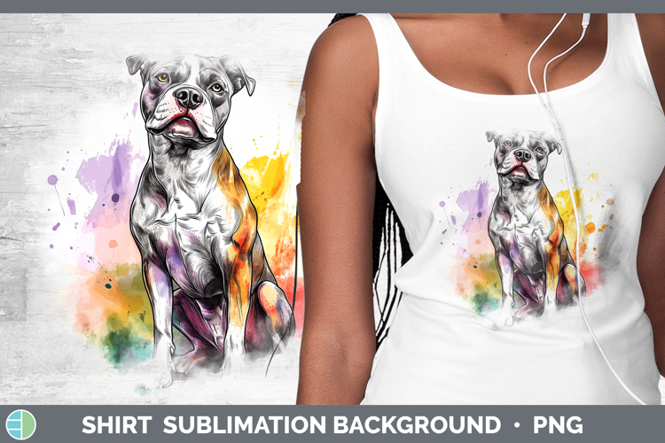 Watercolor Splash Dogs 03 American Staffordshire Shirt Subli