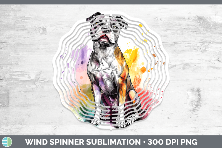Watercolor Splash Dogs 03 American Staffordshire Wind Spinne