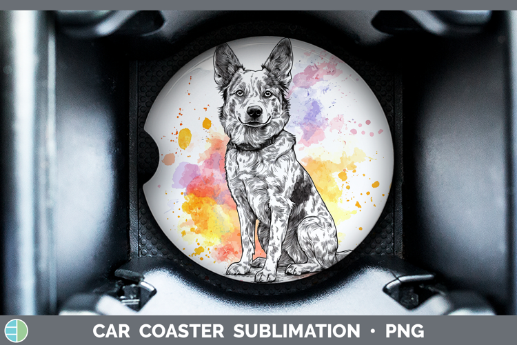 Watercolor Splash Dogs 03 Australian Cattle Dog Car Coaster