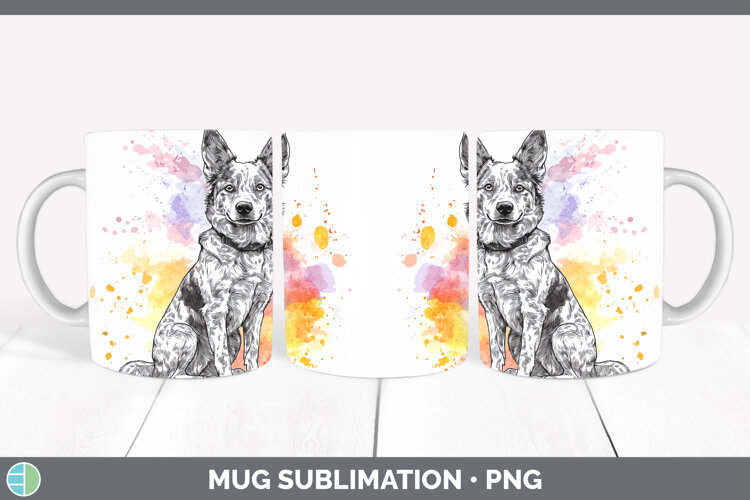 GorgeousWatercolor Splash Dogs 03 Mug Wrap design.