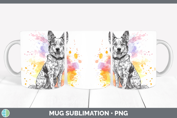 Watercolor Splash Dogs 03 Australian Cattle Dog Mug Wrap Sub