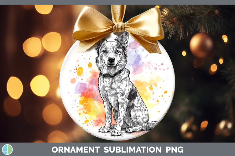 Watercolor Splash Dogs 03 Australian Cattle Dog Ornament Sub