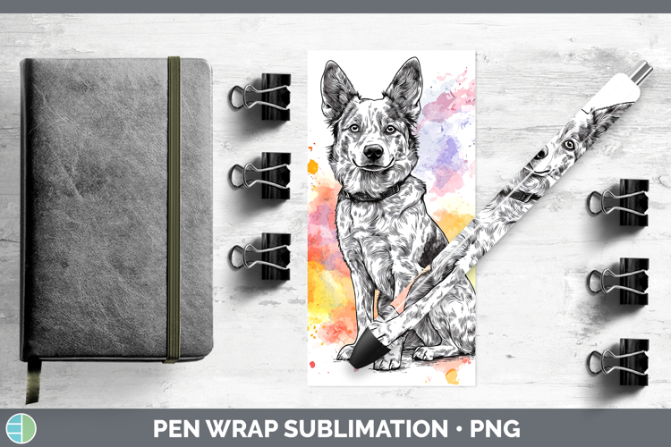 Watercolor Splash Dogs 03 Australian Cattle Dog Pen Wrap Sub