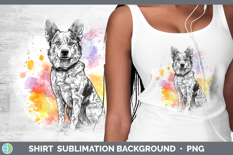 Watercolor Splash Dogs 03 Australian Cattle Dog Shirt Sublim