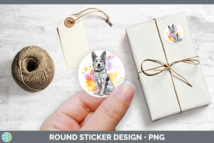 Watercolor Splash Dogs 03 Australian Cattle Dog Stickers | R