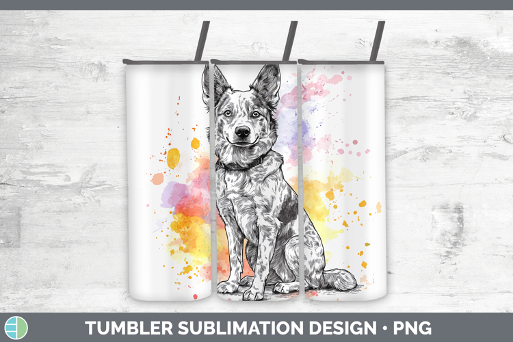 Watercolor Splash Dogs 03 Australian Cattle Dog Tumbler Subl