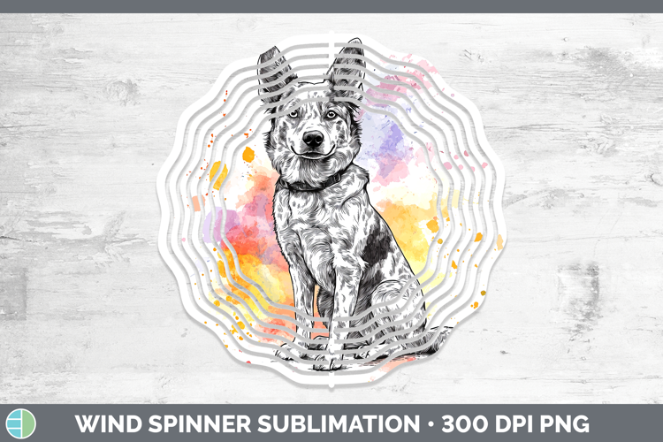 Watercolor Splash Dogs 03 Australian Cattle Dog Wind Spinner