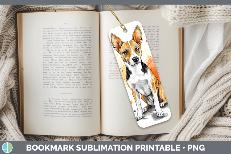 Watercolor Splash Dogs 03 Basenji Bookmark Sublimation Print
