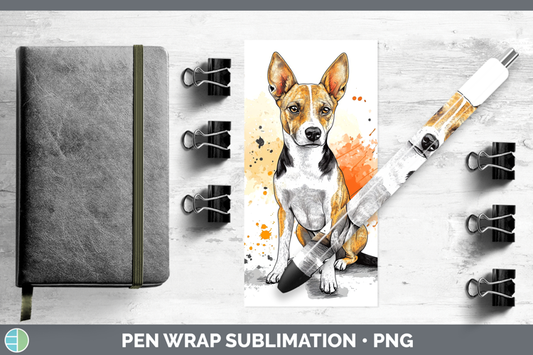 Watercolor Splash Dogs 03 Basenji Pen Wrap Sublimation Pen D
