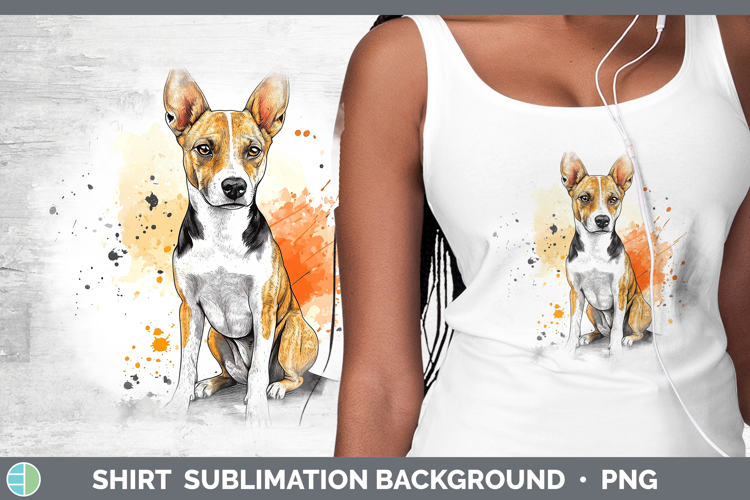 Watercolor Splash Dogs 03 Basenji Shirt Sublimation Sublimat