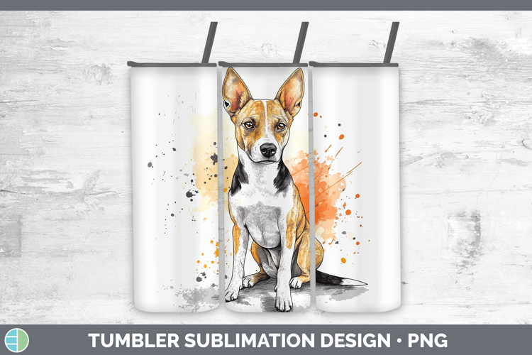 Watercolor Splash Dogs 03 Basenji Tumbler Sublimation 20 oz