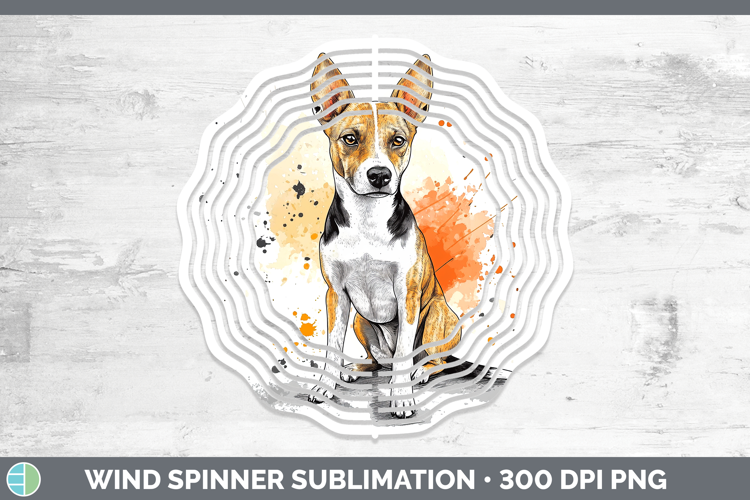 Watercolor Splash Dogs 03 Basenji Wind Spinner Sublimation S