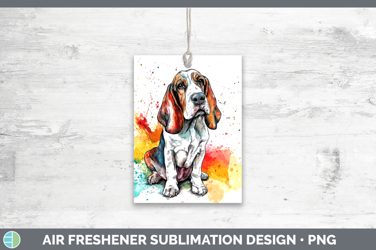 Watercolor Splash Dogs 03 Basset Hound Air Freshener Sublima