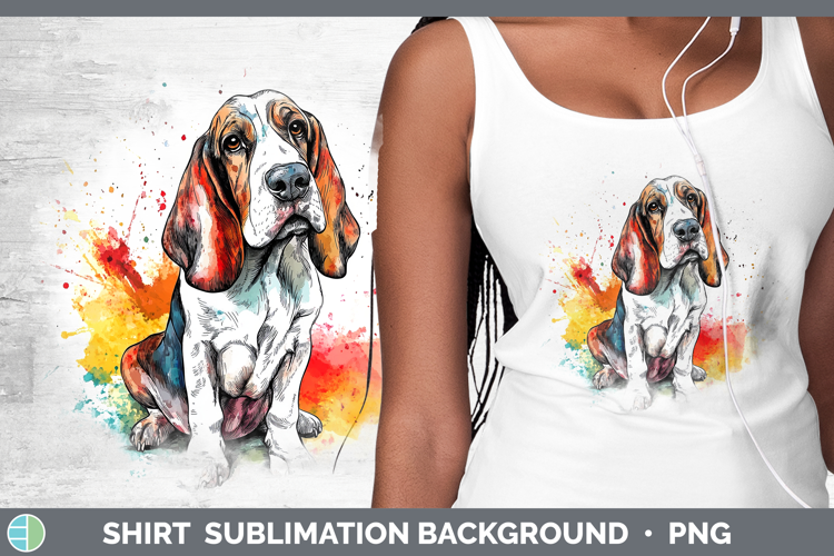 Watercolor Splash Dogs 03 Basset Hound Shirt Sublimation Sub