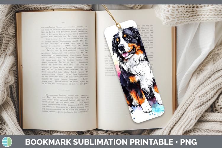 Watercolor Splash Dogs 03 Bernese Mountain Dog Bookmark Subl