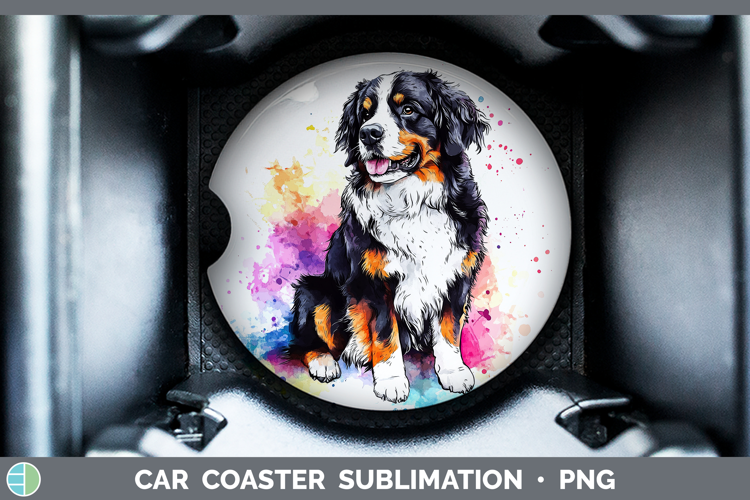 Watercolor Splash Dogs 03 Bernese Mountain Dog Car Coaster S