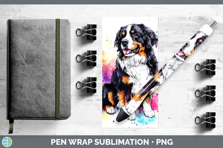 Watercolor Splash Dogs 03 Bernese Mountain Dog Pen Wrap Subl