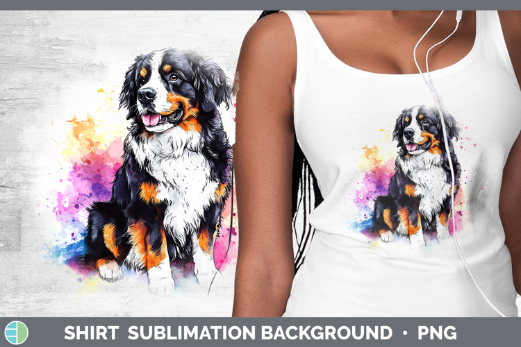 Watercolor Splash Dogs 03 Bernese Mountain Dog Shirt Sublima