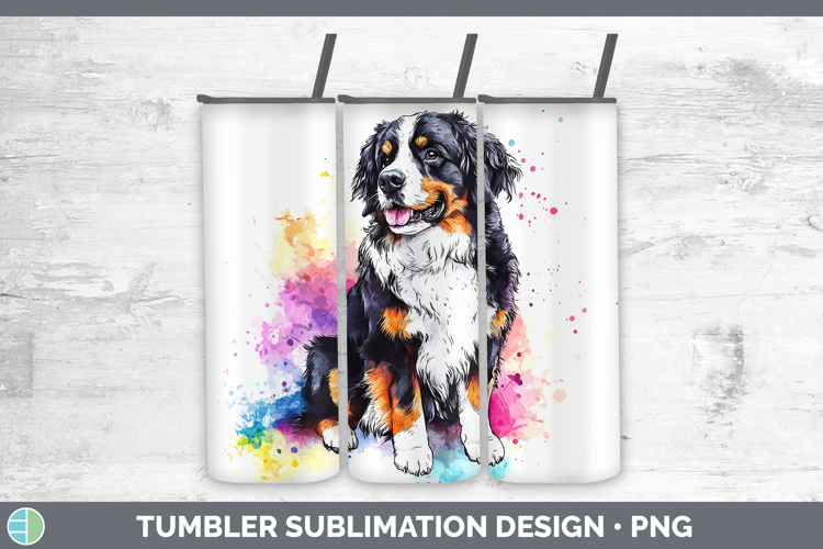 Watercolor Splash Dogs 03 Bernese Mountain Dog Tumbler Subli